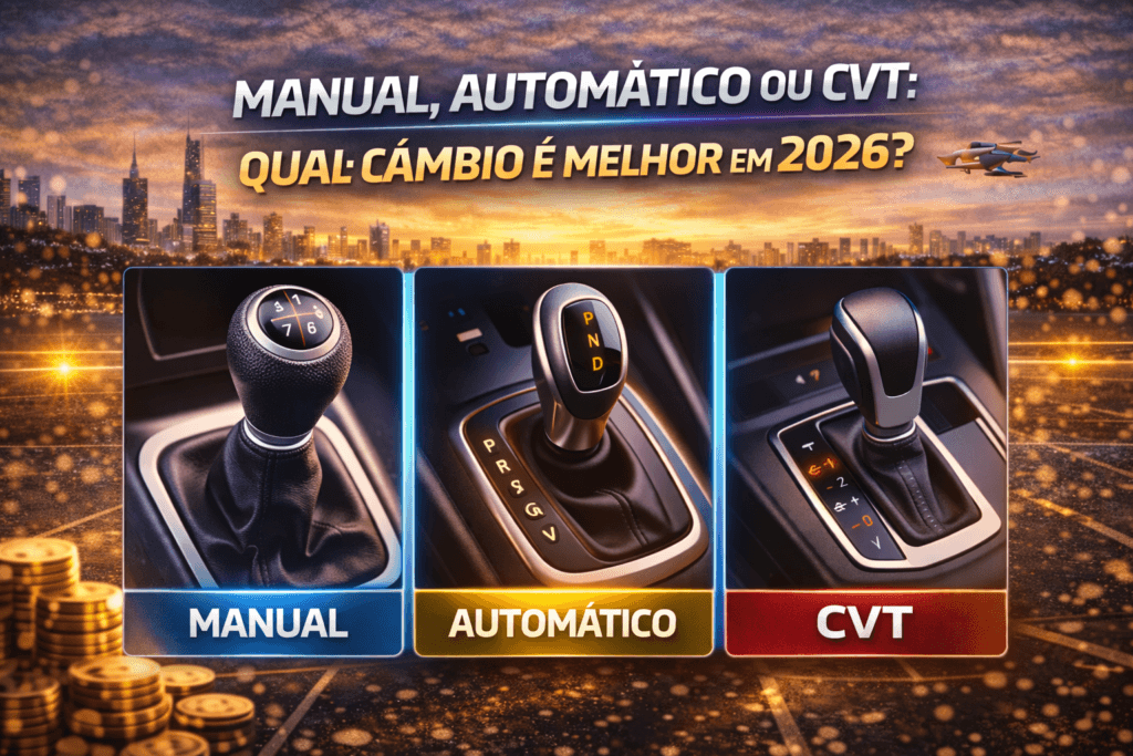 Manual, automático ou CVT: qual câmbio é melhor em 2026