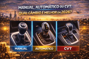 Manual, automático ou CVT: qual câmbio é melhor em 2026