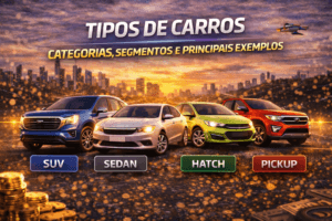 Tipos de carros: categorias, segmentos e principais exemplos