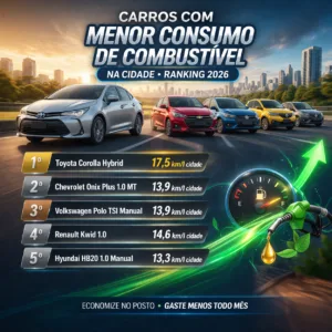 Carros com Menor Consumo de Combustível na Cidade