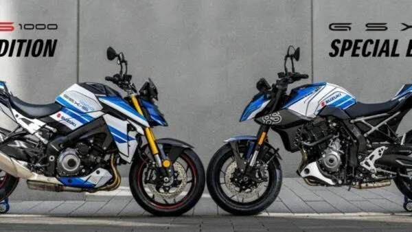 imagem Suzuki GSX-S1000 e GSX-8S edições especiais de 50 anos da Alemanha lado a lado