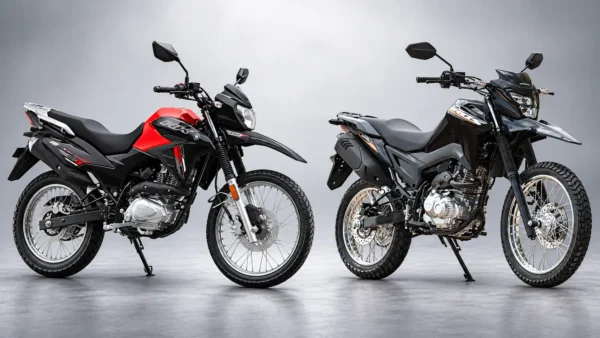 Haojue NK160 2027 e Honda Bros 160 2027 em comparativo entre motos trail de 160 cilindradas.